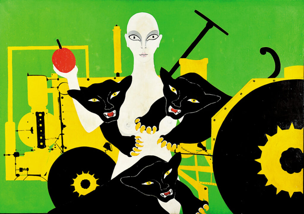 Fernando Grillon, Las panteras negras, 1971 Técnica mixta sobre tela 118 x 167 cm © Fernando Franceschelli